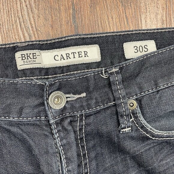 BKE Jeans Mens 30S Blue Carter Straight Western Denim Buckle Stretch Dark Wash - Picture 5 of 10
